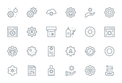 24 Thin Line Icons designed for Parameters in 64x64 Display Perfect format vector