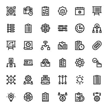 Workflow Complete Package with 36 256x256 Bold Line Pixel Aligned Icons vector