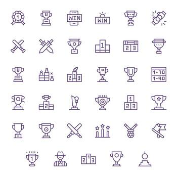 Contest Icon Library with 35 Regular Line 64x64 Display Perfect Designs vector