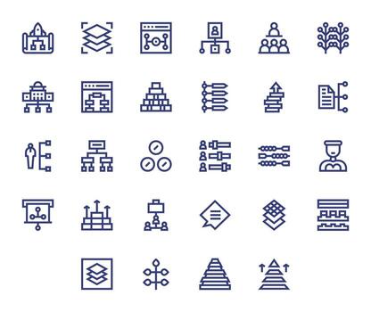 Hierarchy Exclusive Set featuring 28 Bold Line Pixel Aligned High Resolution Icons vector