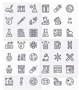 42 Regular Line Icons from Lab in High Resolution Pixel Aligned Quality vector