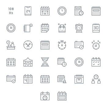 32 píxel Perfecto Delgado línea íconos diseñado para hora administración interfaz vector