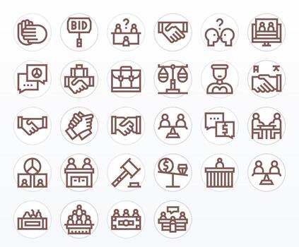 Negotiation Icon Set with 28 Bold Line High Resolution Pixel Aligned Graphics vector