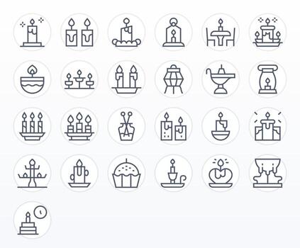 25 Retina Ready Regular Line Icons optimized for Candle Pixel Aligned display vector