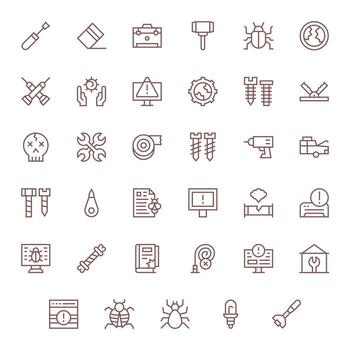 Fix Comprehensive Bundle with 35 Editable Regular Line 64x64 Icons vector
