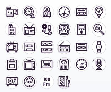 Analog Scalable Set featuring 28 Grid Fitted Bold Line 128x128 Icons vector