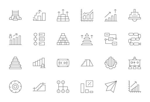 24 Thin Line Pixel Optimized Icons for Progression Graphics vector