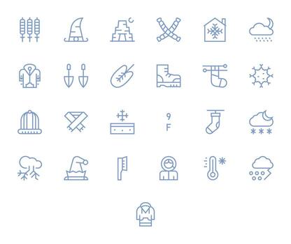 25 regular línea íconos para invierno en crujiente alto resolución píxel alineado resolución vector