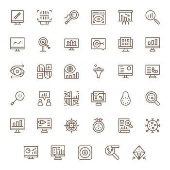Visualization Icon Set with 35 Regular Line High Resolution PIXEL Perfect Graphics vector
