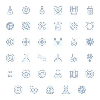 35 256x256 Regular Line Pixel Aligned Icons for Compound Projects vector