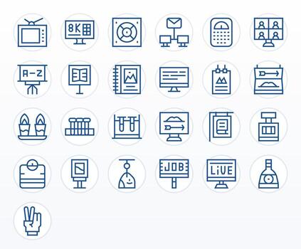 Display Professional Set with 25 Regular Line Editable High Resolution Icons vector