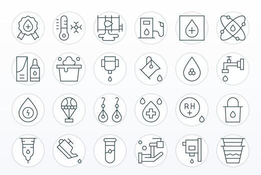 24 Retina Ready Icons for Drop in Editable Thin Line Format vector