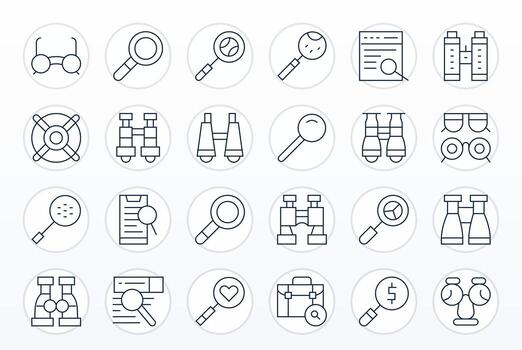 24 Delgado línea íconos diseñado para aumentador en alto resolución monitor Perfecto formato vector