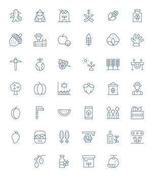 Harvest Design Icons featuring 40 Pixel Optimized Thin Line Style vector