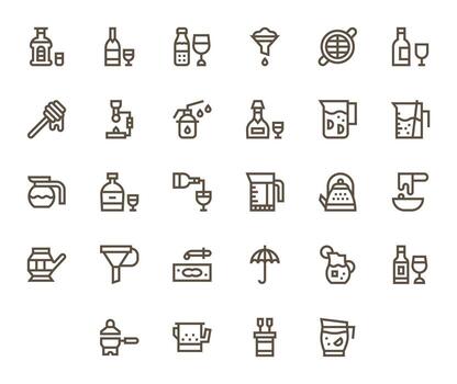 Pour Icon Set with 28 Bold Line 256x256 Display Perfect Graphics vector
