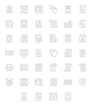40 256x256 Thin Line Icons for Contract with Pixel Aligned precision vector