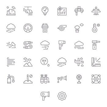 Thin Line Style Air Icons with 32 256x256 Pixel Optimized Designs vector