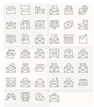 40 alto resolución Delgado línea íconos optimizado para bandeja de entrada cuadrícula equipado monitor vector