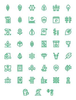 45 High Resolution Bold Line Pixel Optimized Icons for Leaf Projects vector