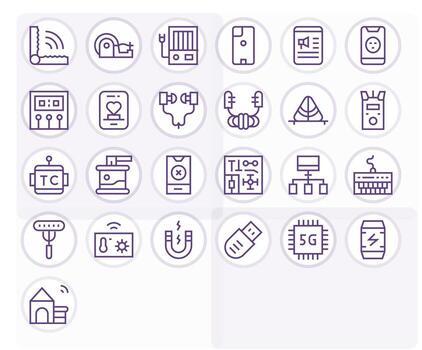 25 PIXEL Perfect Regular Line Icons from Device Collection vector
