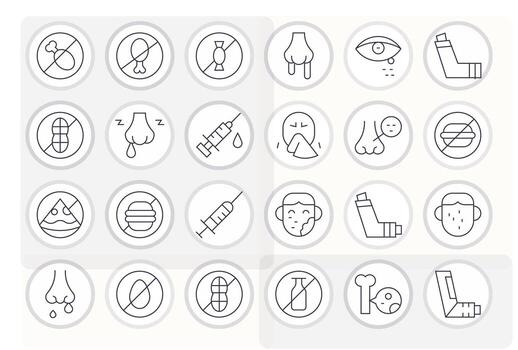 Allergy Graphics featuring 24 Thin Line Pixel Optimized High Resolution Designs vector