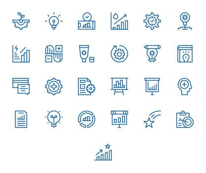 25 Icons inspired by Improvement in Pixel Aligned 256x256 Regular Line quality vector