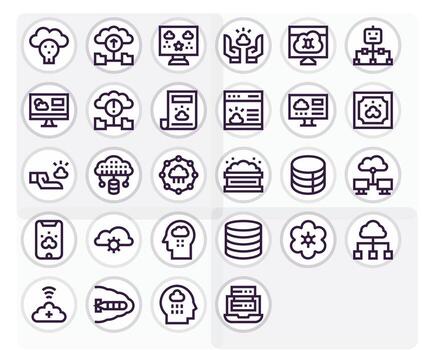 28 128x128 Bold Line Pixel Optimized Icons for Cloud Computing Projects vector