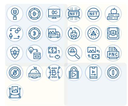 Digital Asset Graphics Pack including 25 Regular Line 64x64 Grid Fitted Icons vector