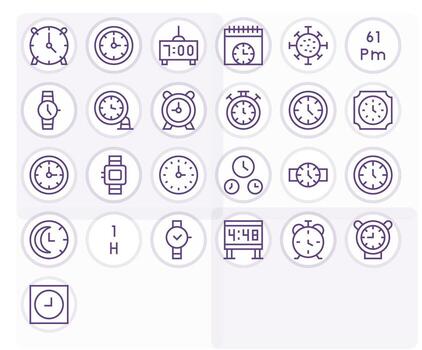 25 256x256 Icons for Hour in Display Perfect Regular Line Format vector