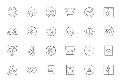 24 Editable Icons themed around Cycle in 64x64 Thin Line format vector