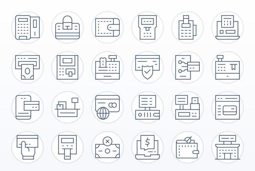 Debit Card Icon Toolkit featuring 24 Pixel Optimized 256x256 Thin Line elements vector