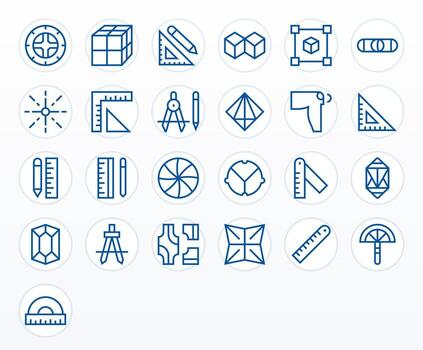 geometría icono arsenal con 25 128x128 regular línea píxel optimizado diseños vector