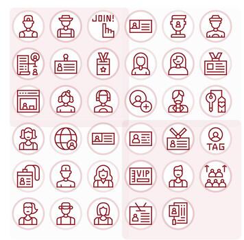 35 Icons inspired by Membership in Display Perfect High Resolution Regular Line quality vector