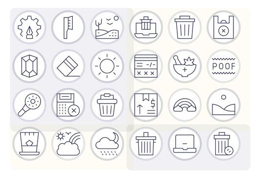 24 Delgado línea píxel optimizado retina Listo íconos desde claro suite vector