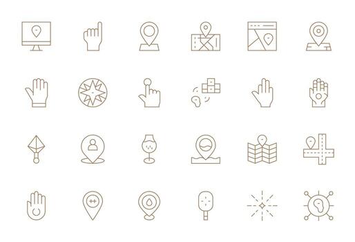 24 monitor Perfecto Delgado línea íconos diseñado para punto interfaz vector