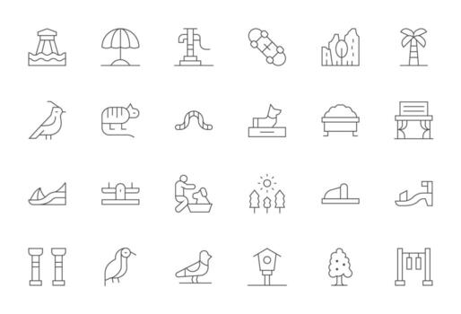 Park Icon Arsenal with 24 256x256 Thin Line Display Perfect designs vector