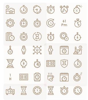42 Regular Line Icons from Timer in Retina Ready PIXEL Perfect Quality vector