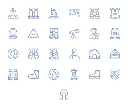 25 High Resolution Display Perfect Icons for Exploration in Regular Line Theme vector