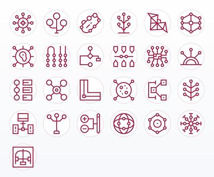 25 Regular Line Icons for Node in crisp High Resolution PIXEL Perfect resolution vector