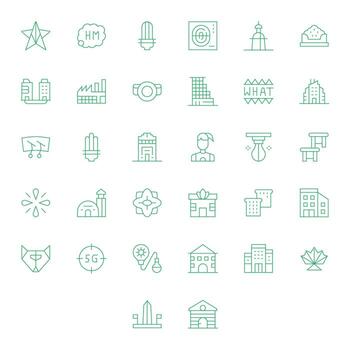 32 Pixel Aligned Thin Line Icons designed for Modern Interface vector