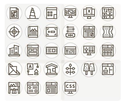 diseño completar paquete con 28 64 x 64 negrita línea monitor Perfecto íconos vector