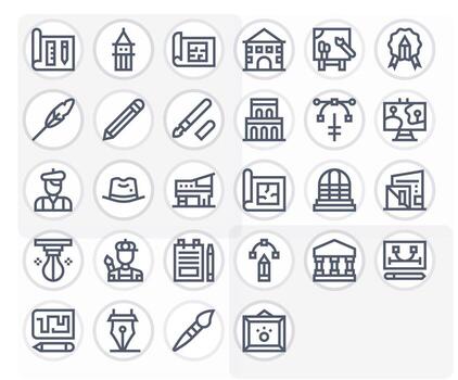 Sketch Scalable Set featuring 28 Display Perfect Bold Line 64x64 Icons vector
