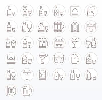 32 High Resolution Thin Line Editable Icons for Pub Projects vector