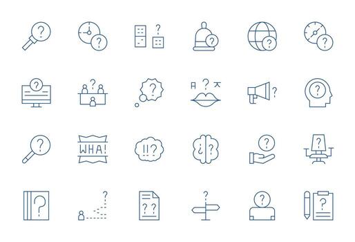 24 Doubt Pixel Optimized Icons in High Resolution Thin Line Aesthetic vector