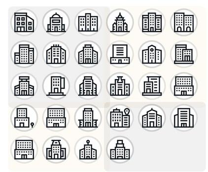 Headquarters Icon Toolkit featuring 28 Pixel Aligned 128x128 Bold Line elements vector