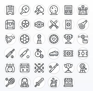 Regular Line Style Game Icons with 35 128x128 Pixel Optimized Designs vector