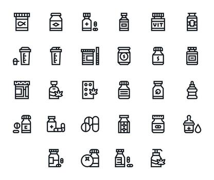 28 Bold Line Pixel Optimized Icons tailored for Supplement 256x256 interface vector