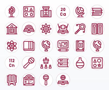 Educational Icon Repository containing 28 Bold Line High Resolution PIXEL Perfect graphics vector