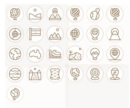 25 Regular Line Display Perfect Icons for Geography Graphics vector