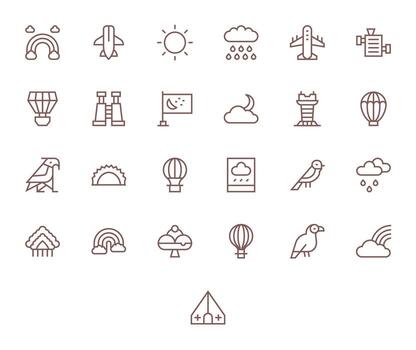 25 Regular Line Pixel Aligned 256x256 Icons from Sky Suite vector